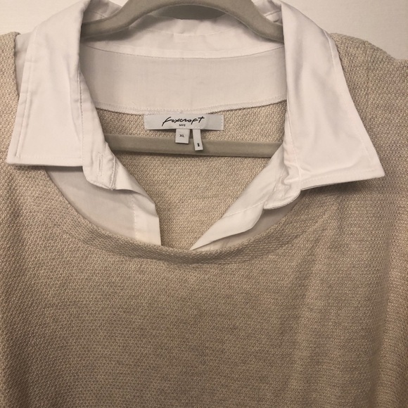 NWOT…Foxcroft Beige and white 2fer sweater top. Size XL. - Picture 2 of 11